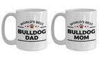 Bulldog Dog Dad and Mom Couple Mug - Set of 2 -His and Hers