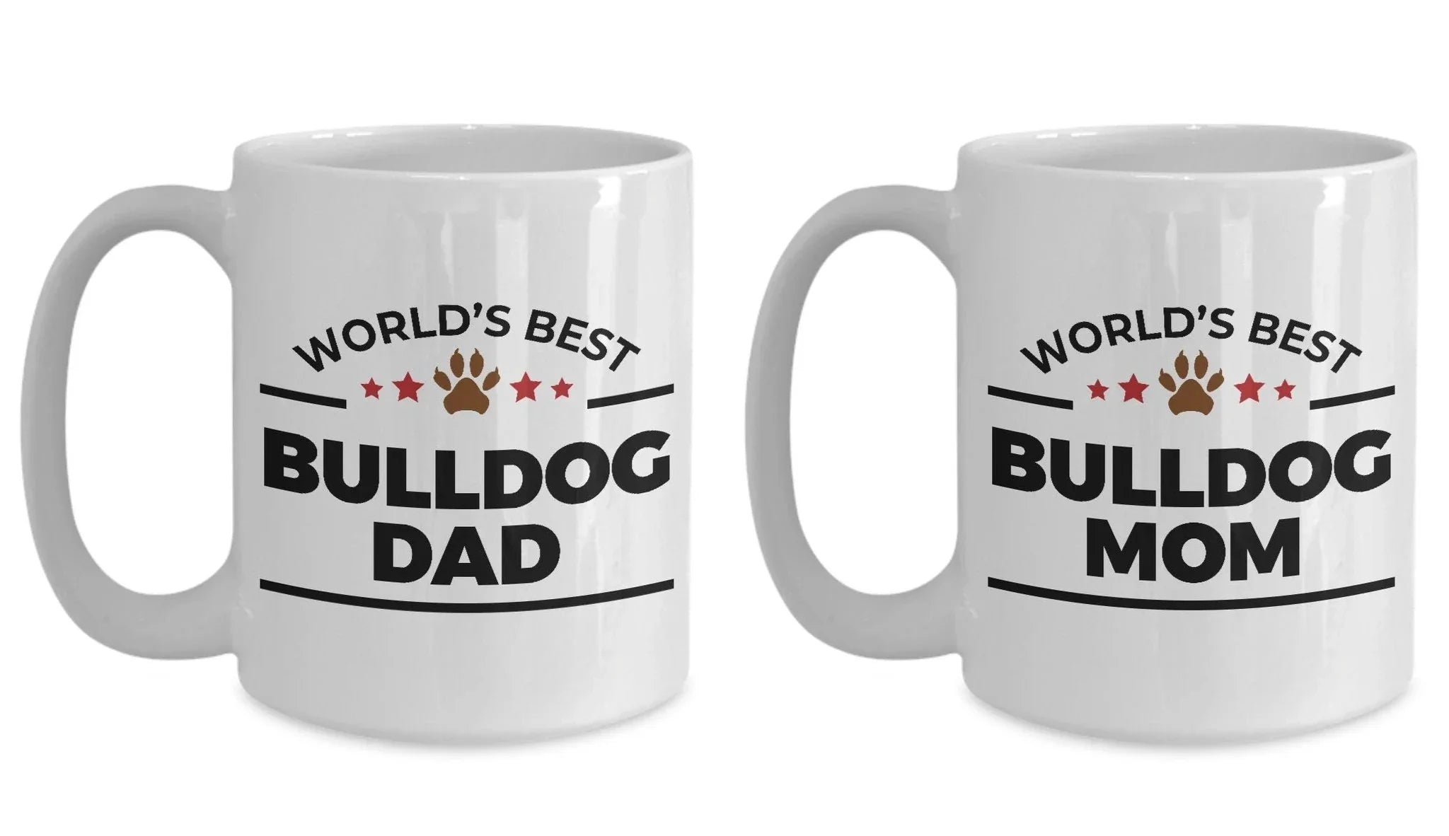 Bulldog Dog Dad and Mom Couple Mug - Set of 2 -His and Hers