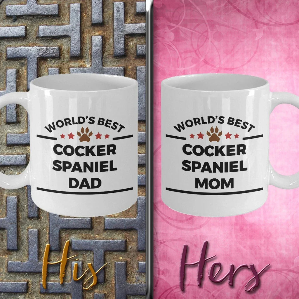 Cocker Spaniel Dog Dad and Mom Coffee Mugs Set of 2