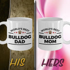 Bulldog Dog Dad and Mom Couple Mug - Set of 2 -His and Hers