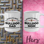 Bulldog Dog Dad and Mom Couple Mug - Set of 2 -His and Hers