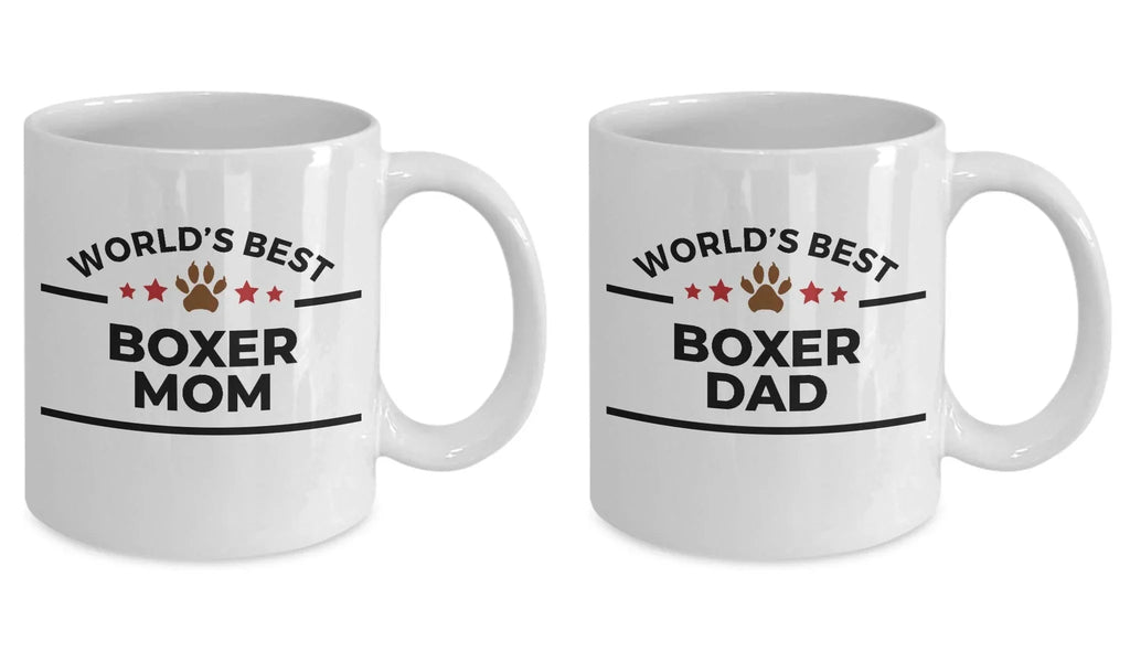 Boxer Dog Dad and Mom Coffee Mug - Gift Set of 2 - His and Hers