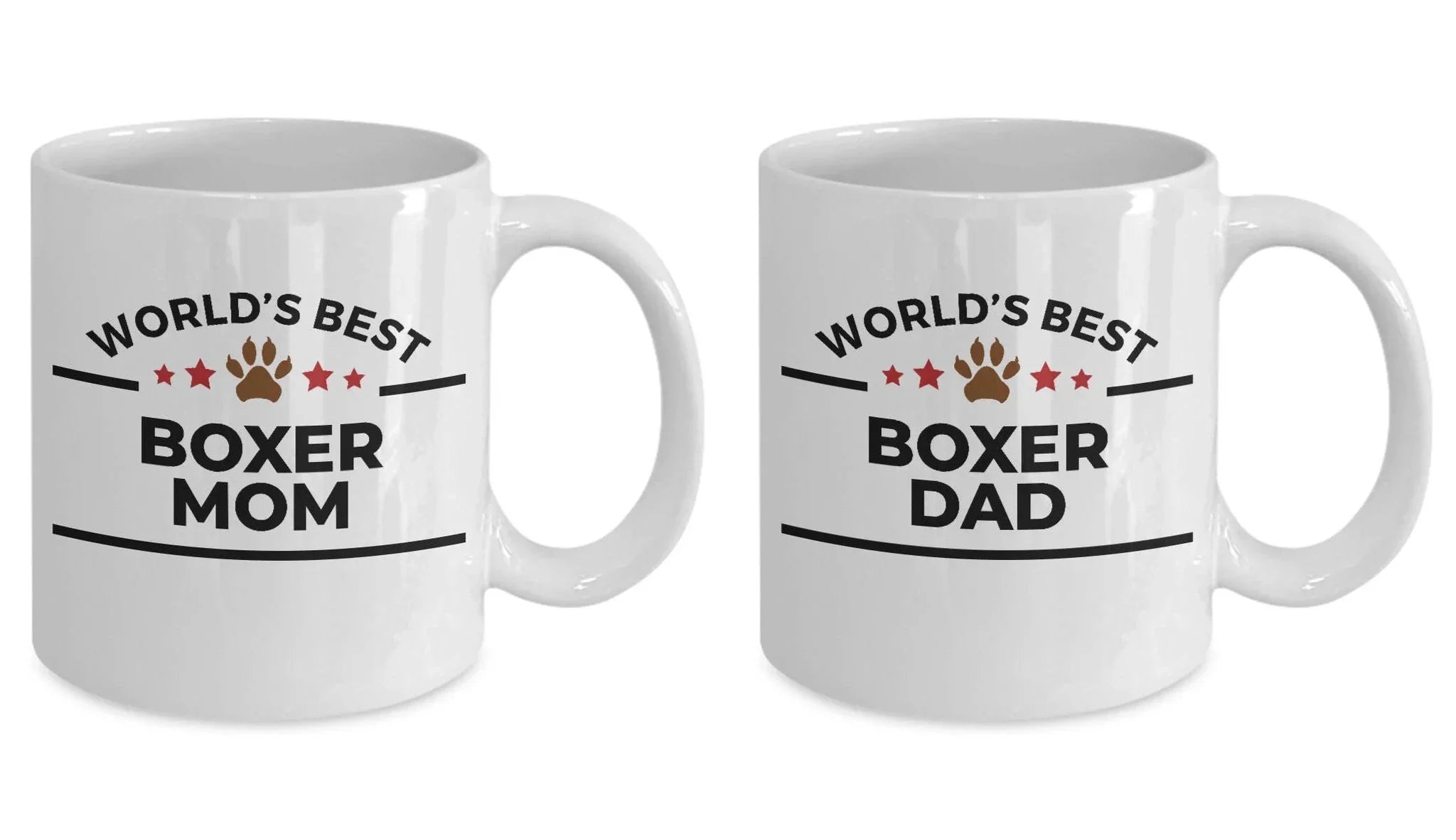 Boxer Dog Dad and Mom Coffee Mug - Gift Set of 2 - His and Hers