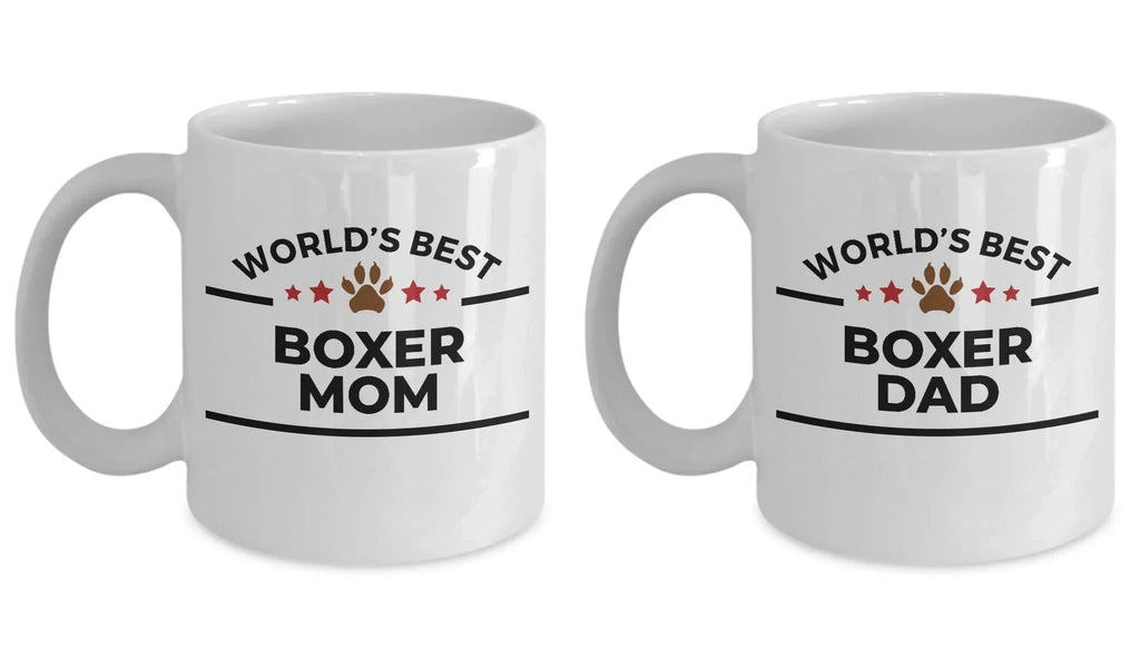Boxer Dog Dad and Mom Coffee Mug - Gift Set of 2 - His and Hers