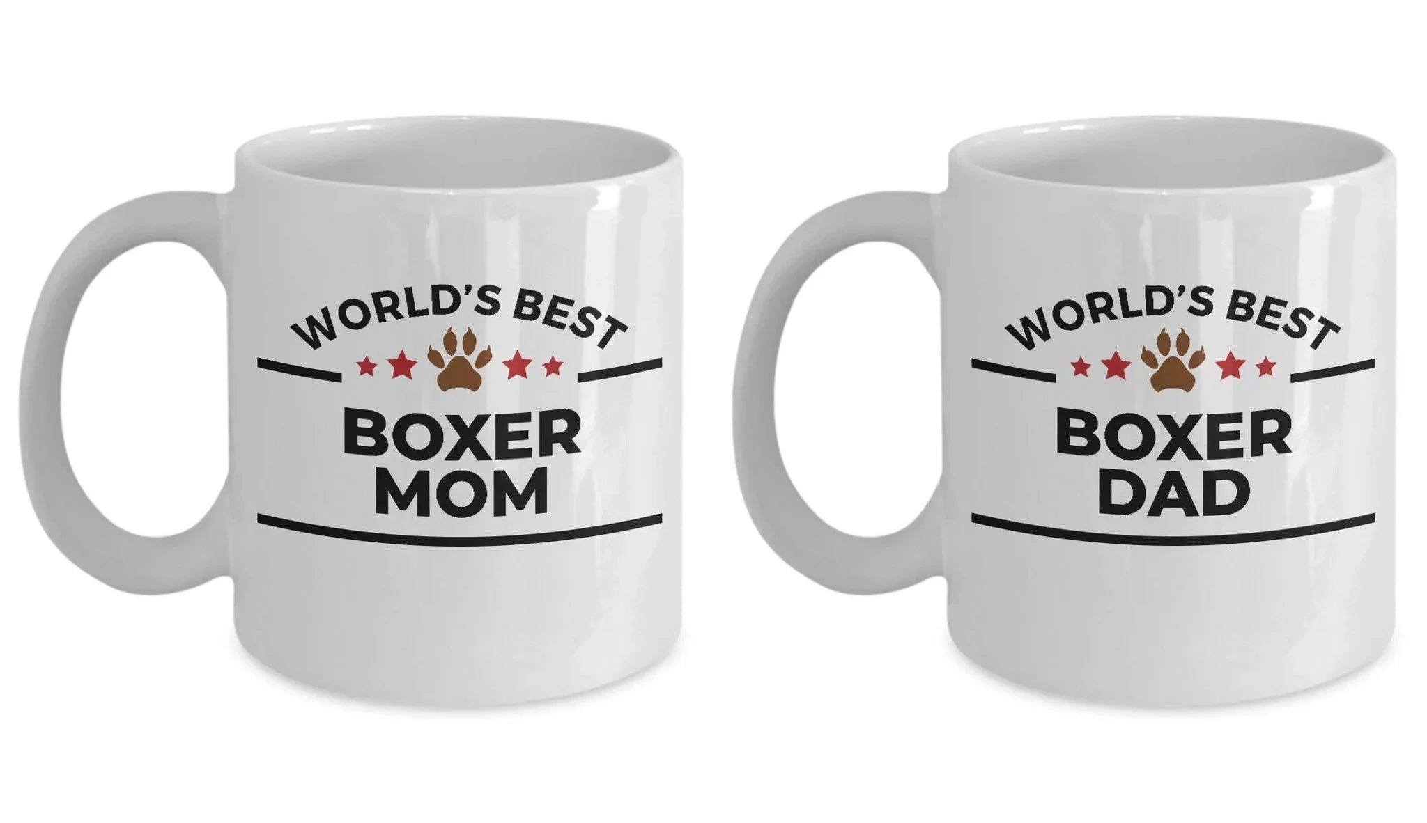 Boxer Dog Dad and Mom Coffee Mug - Gift Set of 2 - His and Hers