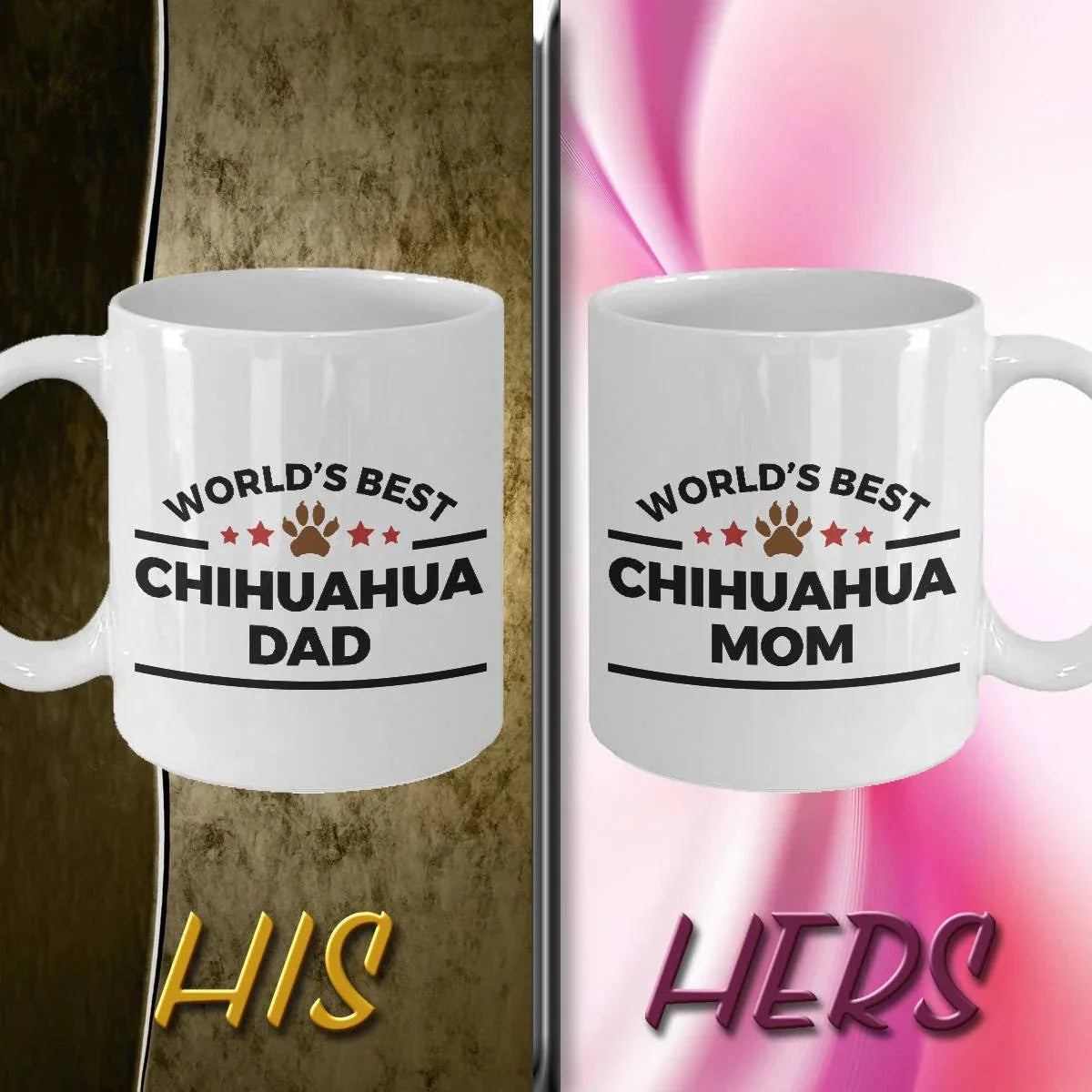 Chihuahua Dog Mom and Dad Couples Mug Set of 2
