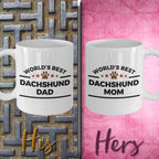 Dachshund Dad and Mom Couples Mugs - Set of 2 - His and Hers