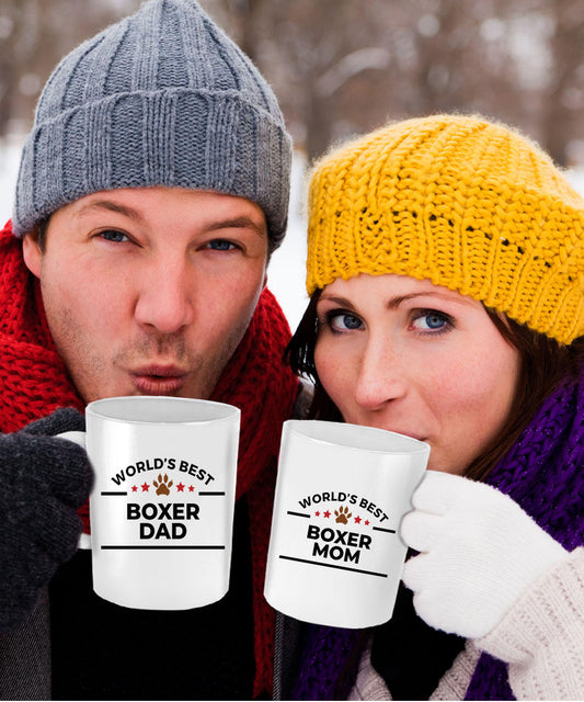 Boxer Dog Dad and Mom Coffee Mug - Gift Set of 2 - His and Hers