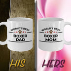 Boxer Dog Dad and Mom Coffee Mug - Gift Set of 2 - His and Hers