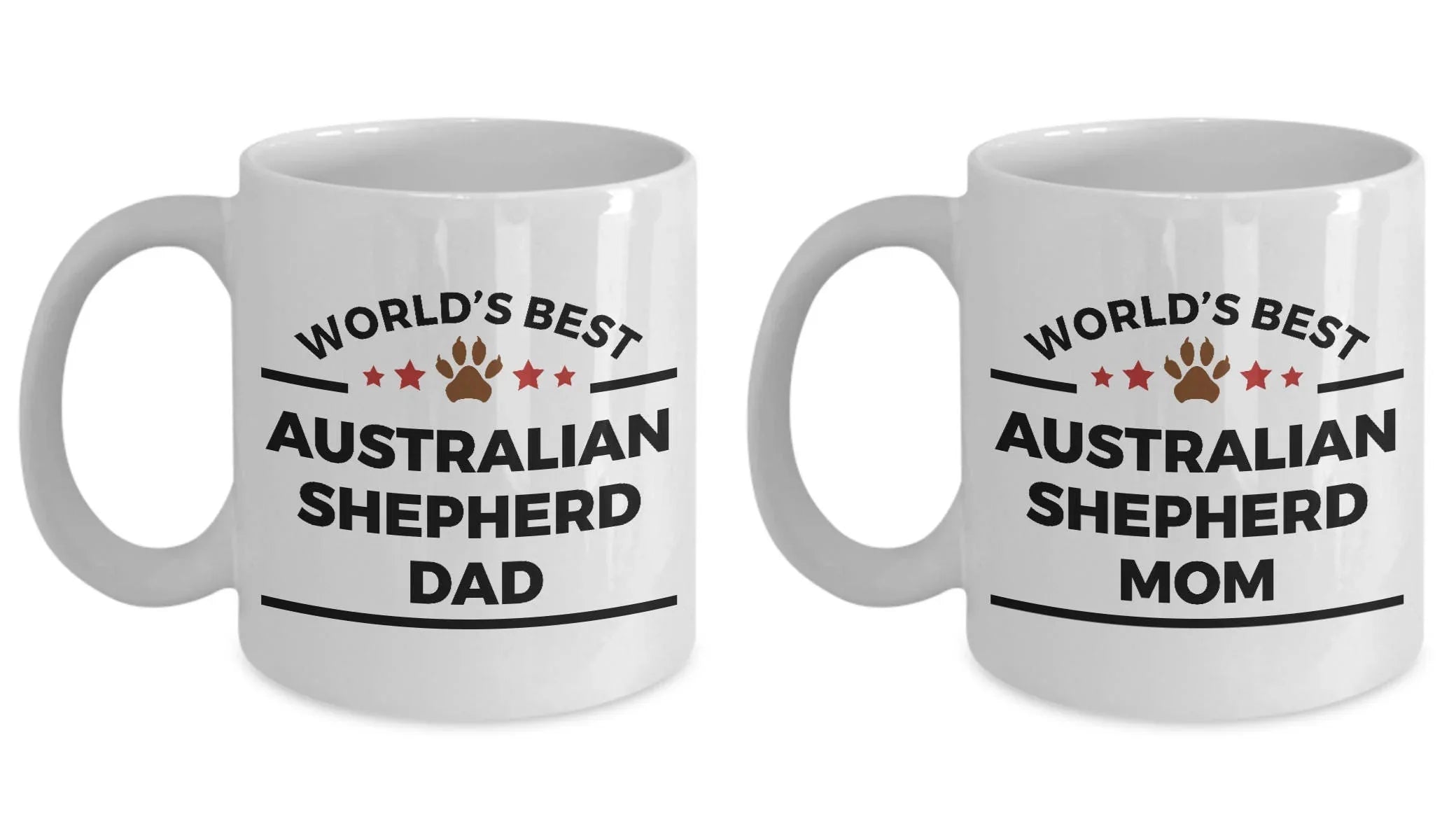 Australian Shepherd Dog Dad and Mom - Couples - Set of 2 Coffee Mug