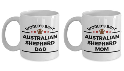 Australian Shepherd Dog Dad and Mom - Couples - Set of 2 Coffee Mug - Mallard Moon Gift Shop
