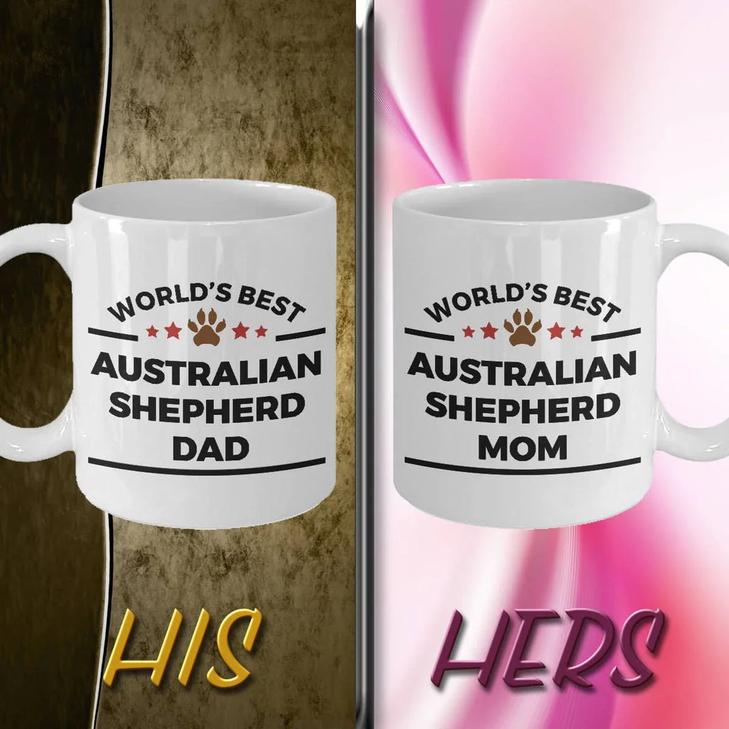 Australian Shepherd Dog Dad and Mom - Couples - Set of 2 Coffee Mug