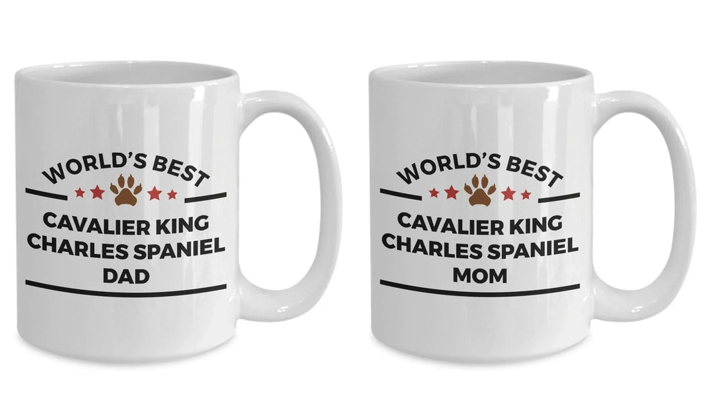 Cavalier King Charles Spaniel Dog Dad and Mom Coffee Mugs Gift Set of 2