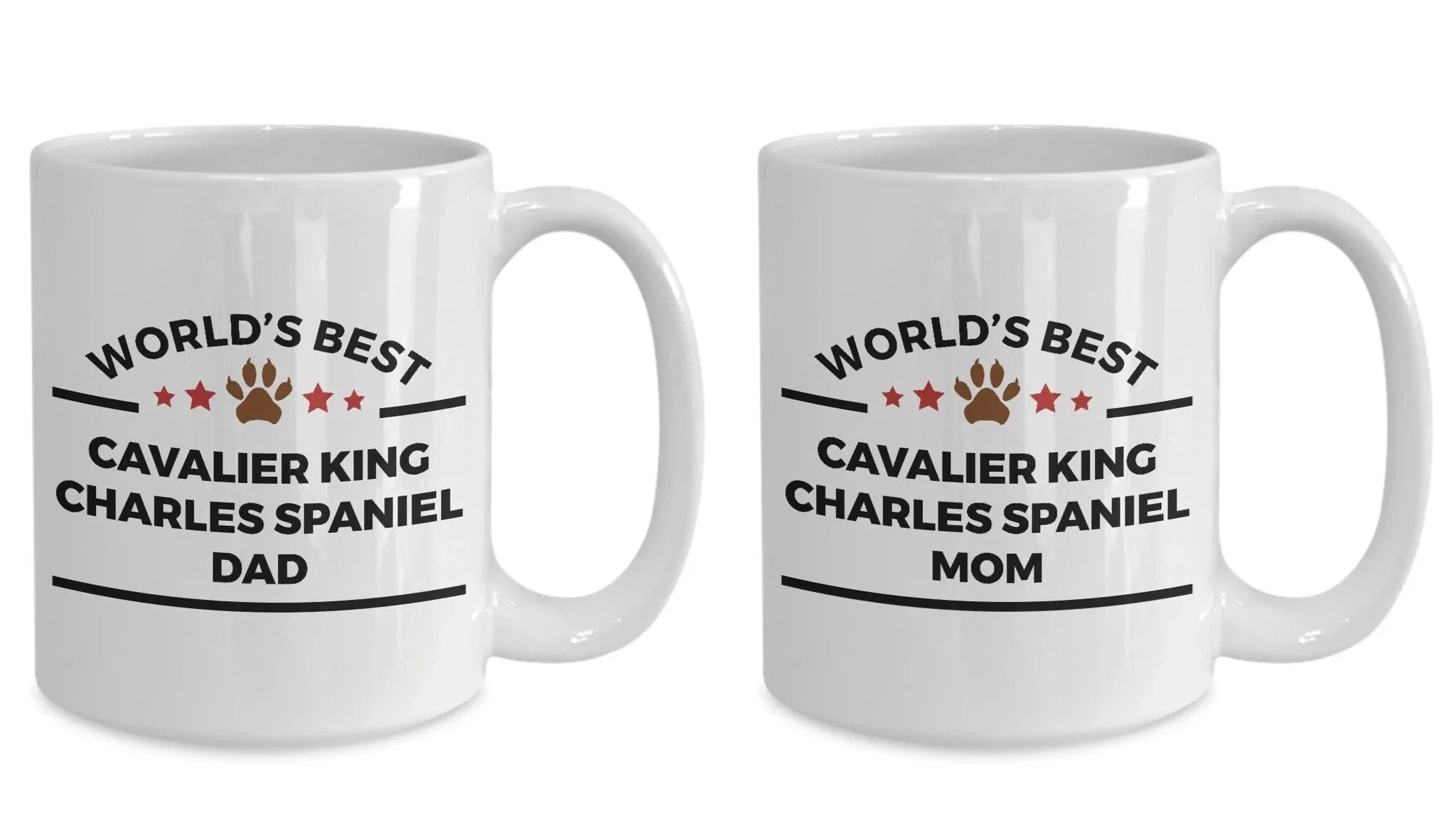 Cavalier King Charles Spaniel Dog Dad and Mom Coffee Mugs Gift Set of 2