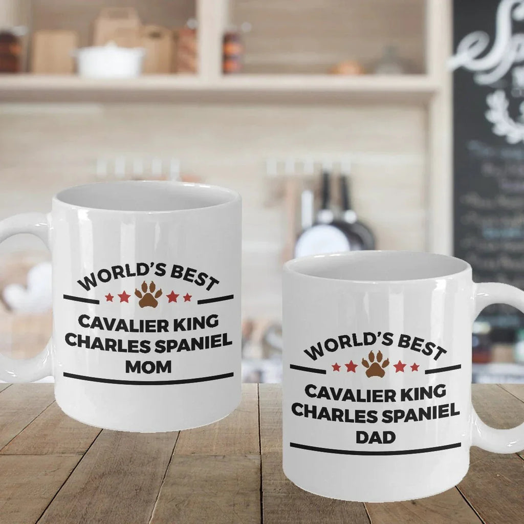 Cavalier King Charles Spaniel Dog Dad and Mom Coffee Mugs Gift Set of 2