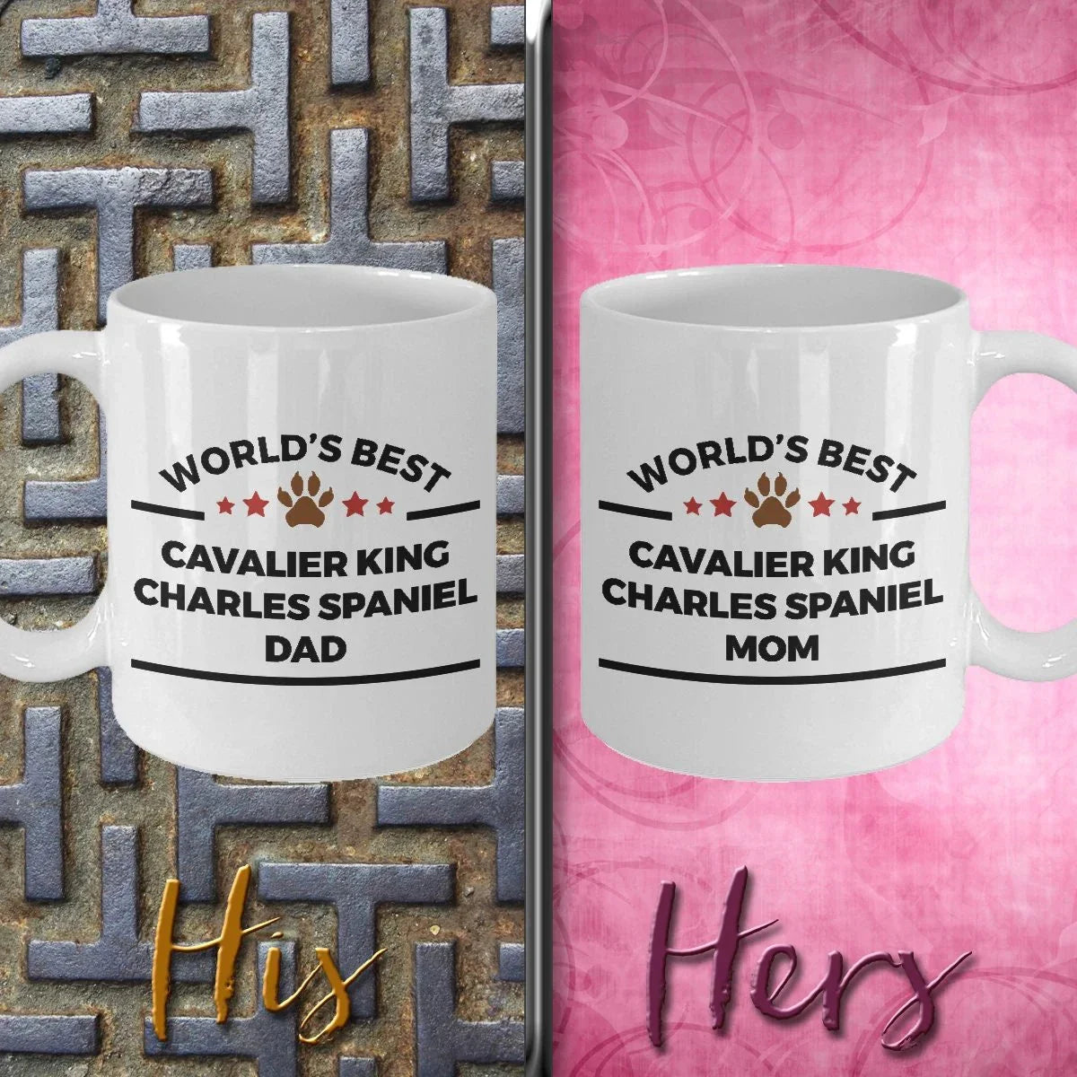 Cavalier King Charles Spaniel Dog Dad and Mom Coffee Mugs Gift Set of 2