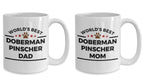 Doberman Pinscher Dog Dad and Mom Coffee Mug Set of 2