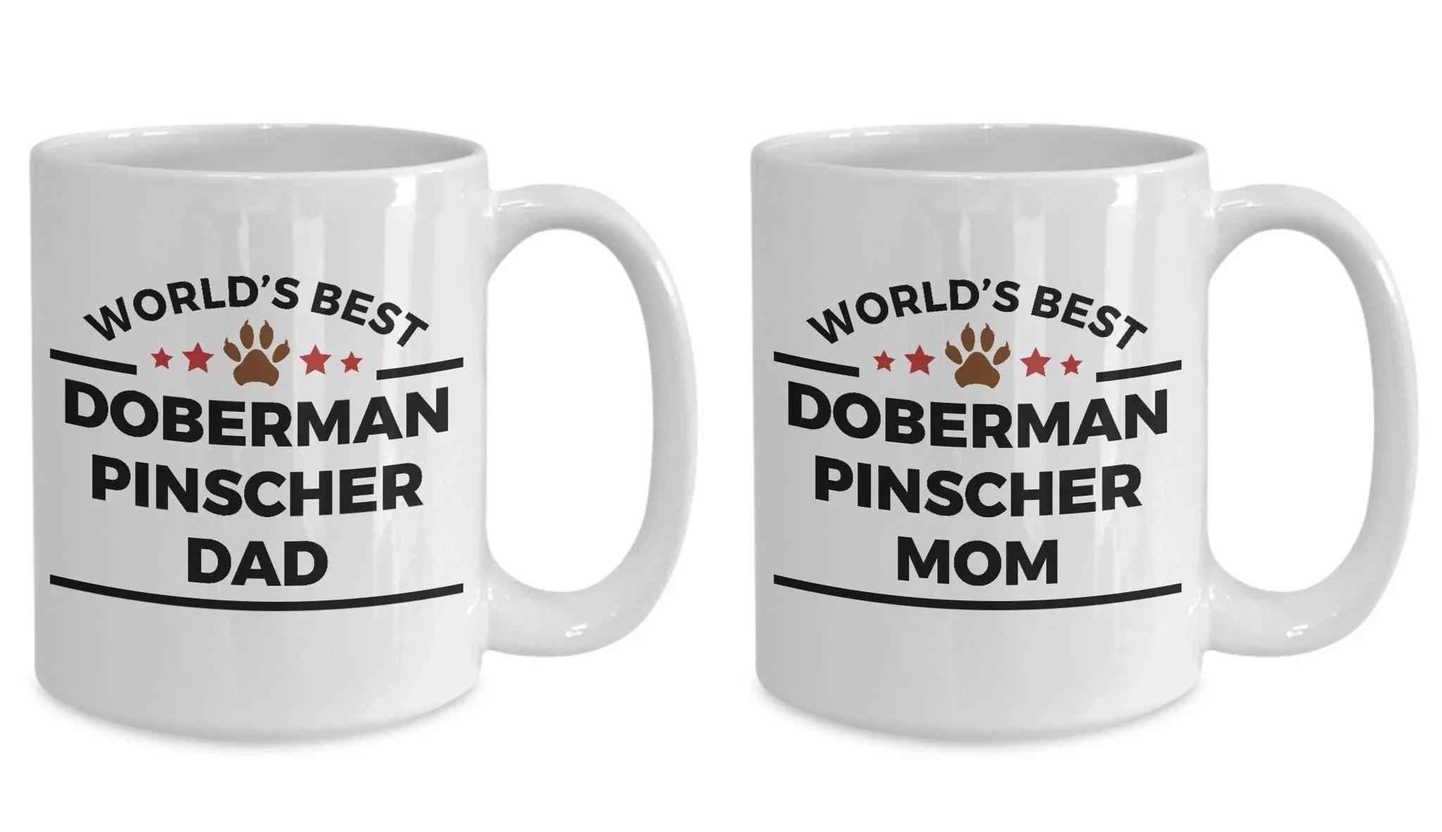 Doberman Pinscher Dog Dad and Mom Coffee Mug Set of 2