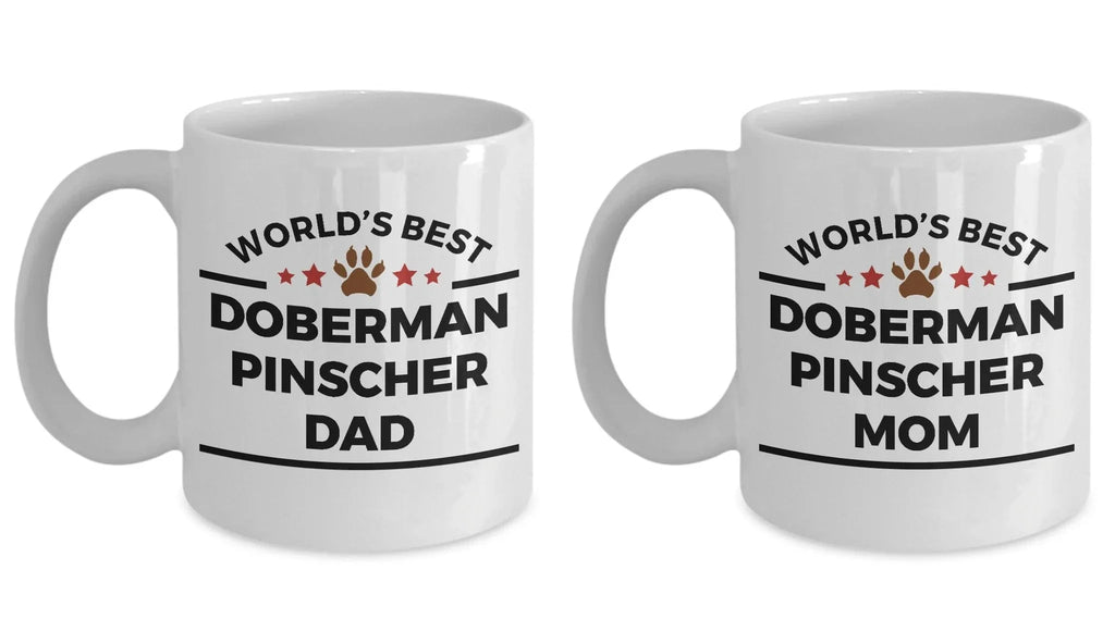 Doberman Pinscher Dog Dad and Mom Coffee Mug Set of 2