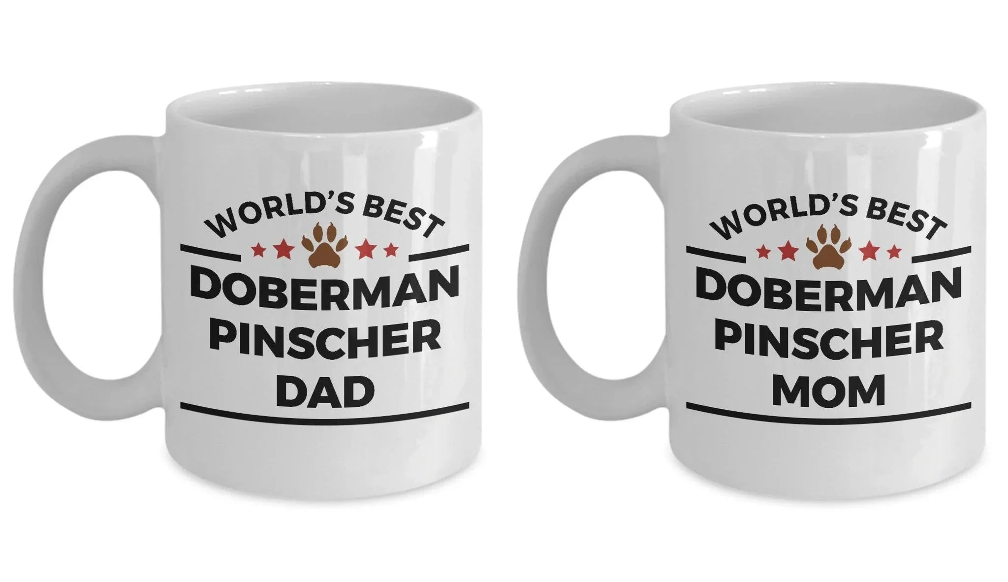 Doberman Pinscher Dog Dad and Mom Coffee Mug Set of 2