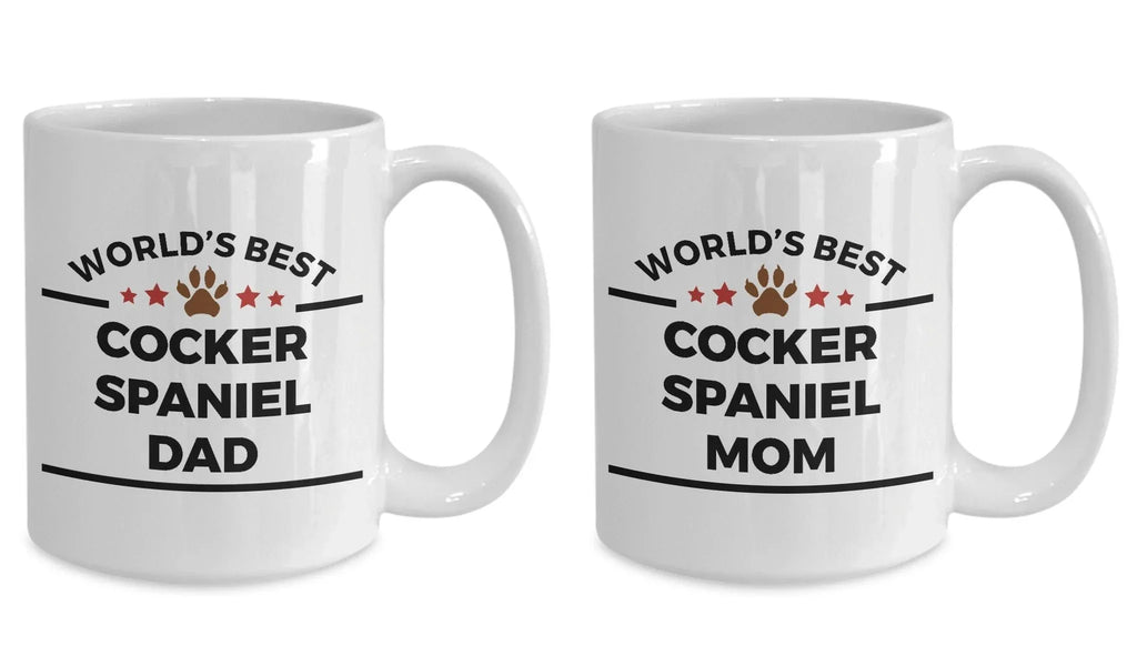 Cocker Spaniel Dog Dad and Mom Coffee Mugs Set of 2