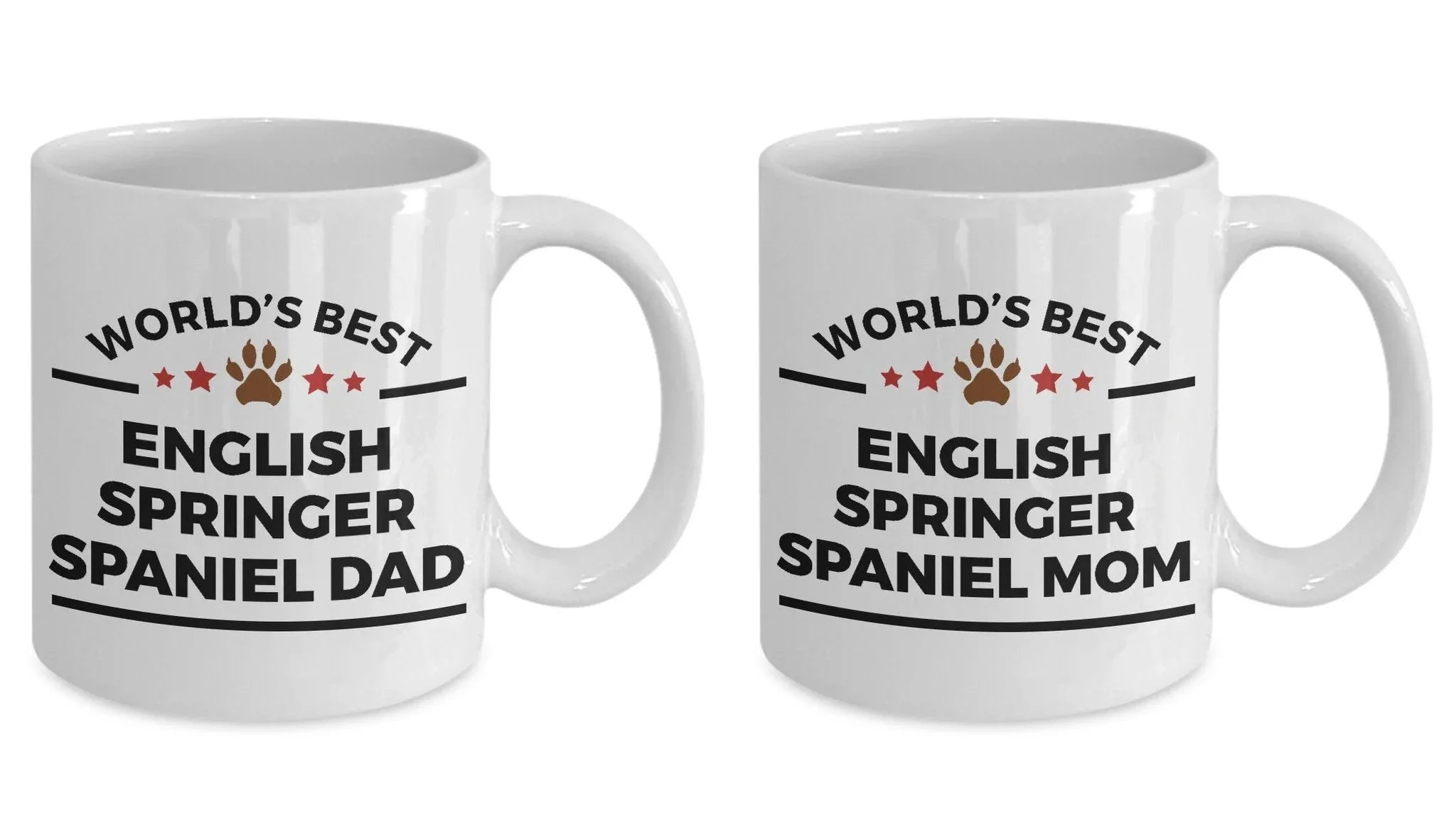 English Springer Spaniel Dog Dad and Mom Coffee Mug Set of 2