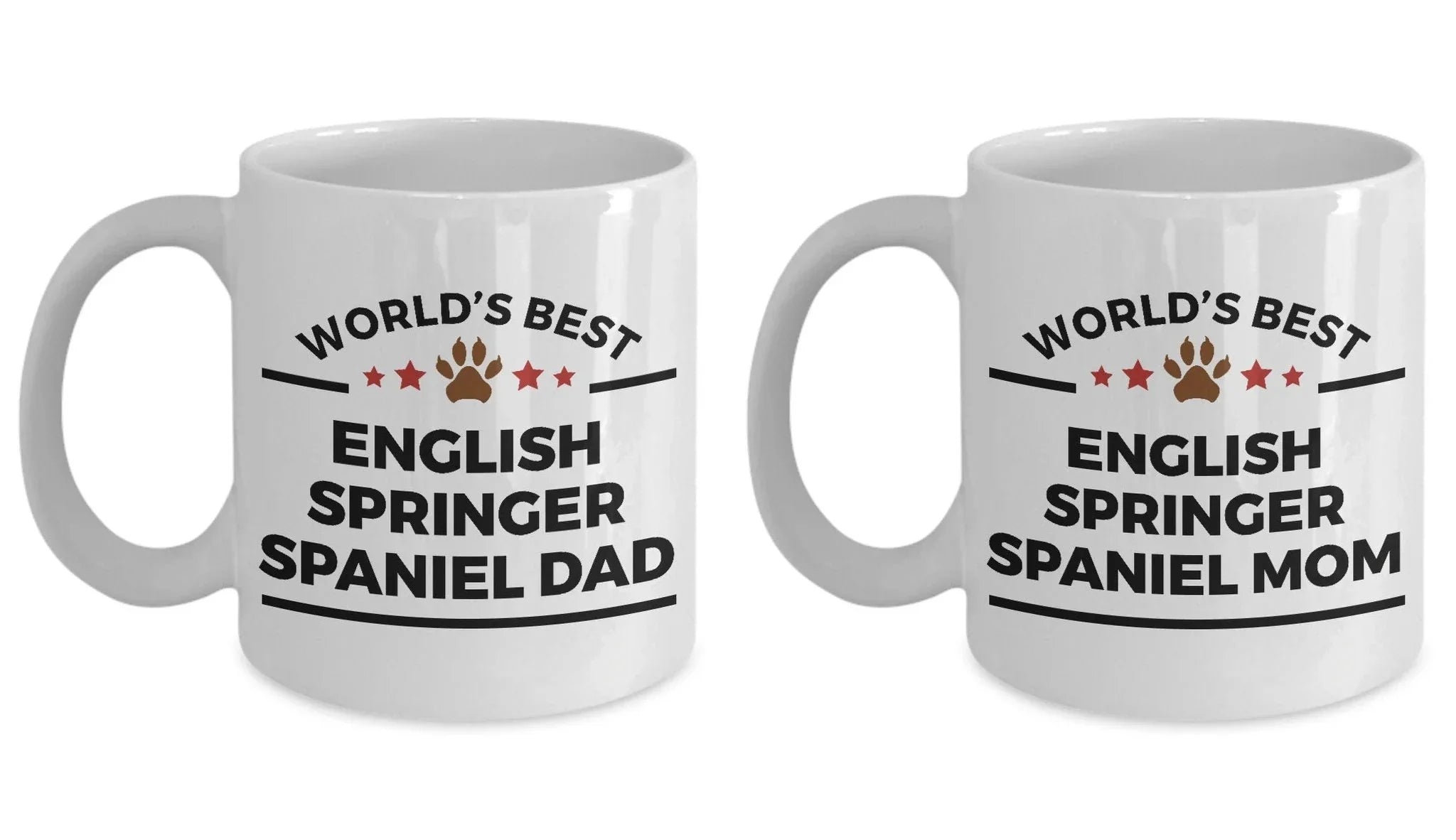 English Springer Spaniel Dog Dad and Mom Coffee Mug Set of 2