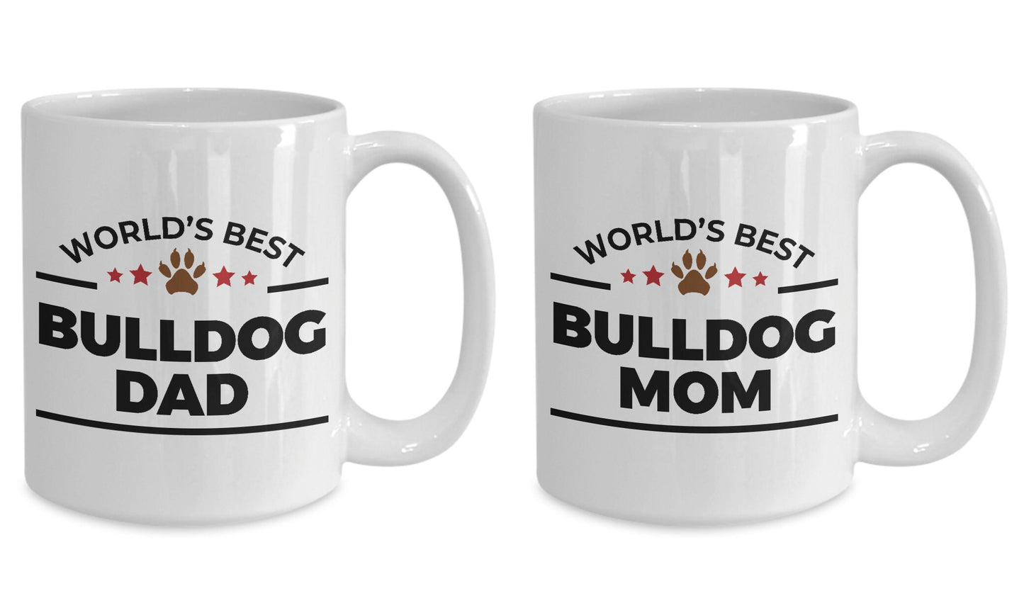 Bulldog Dog Dad and Mom Couple Mug - Set of 2 -His and Hers - Mallard Moon Gift Shop