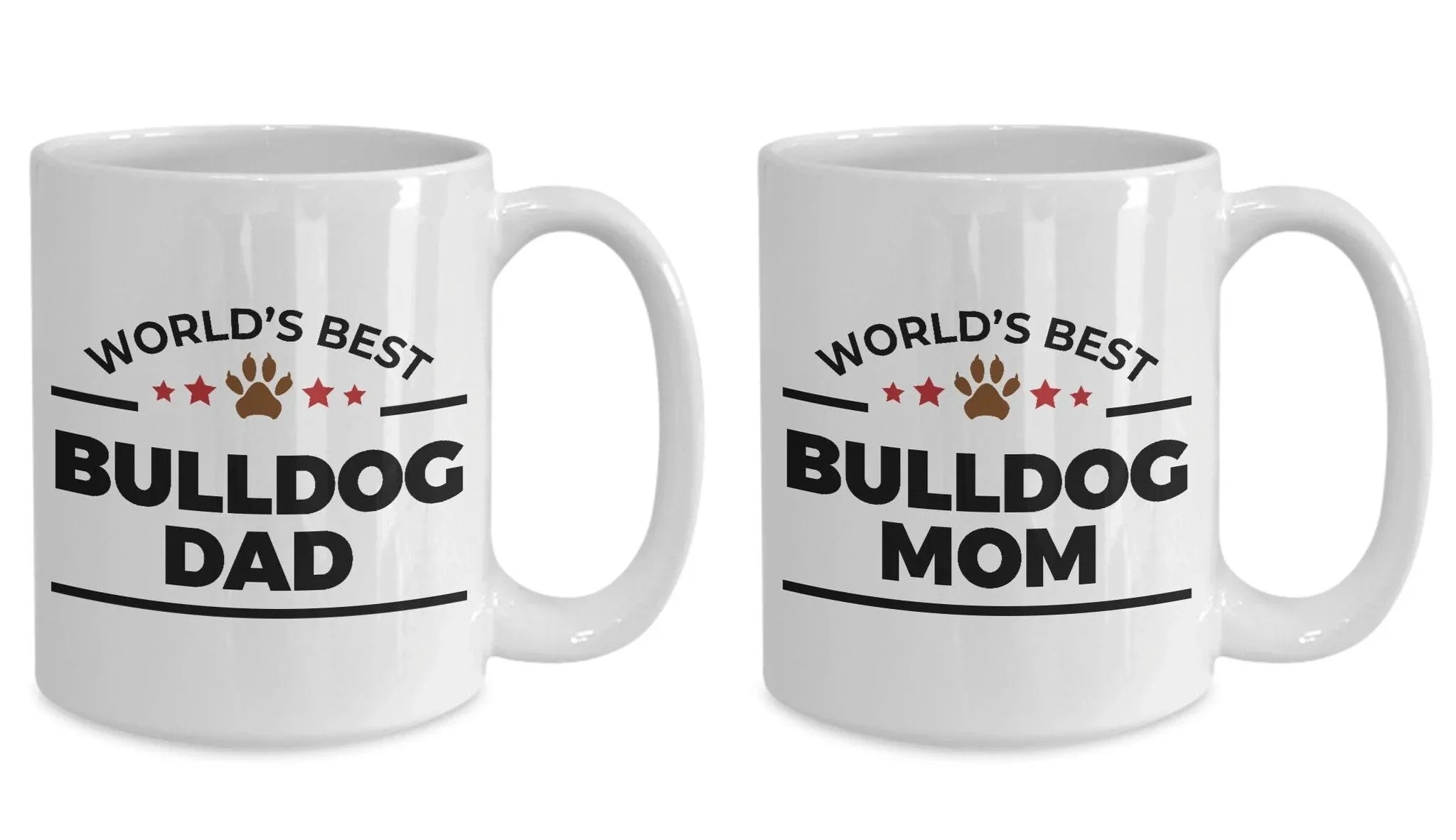 Bulldog Dog Dad and Mom Couple Mug - Set of 2 -His and Hers