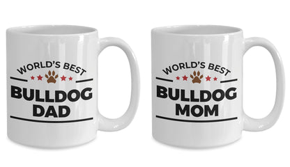 Bulldog Dog Dad and Mom Couple Mug - Set of 2 -His and Hers - Mallard Moon Gift Shop