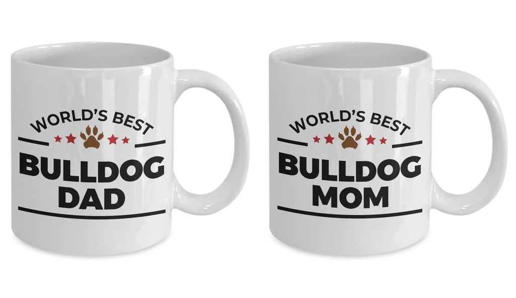 Bulldog Dog Dad and Mom Couple Mug - Set of 2 -His and Hers