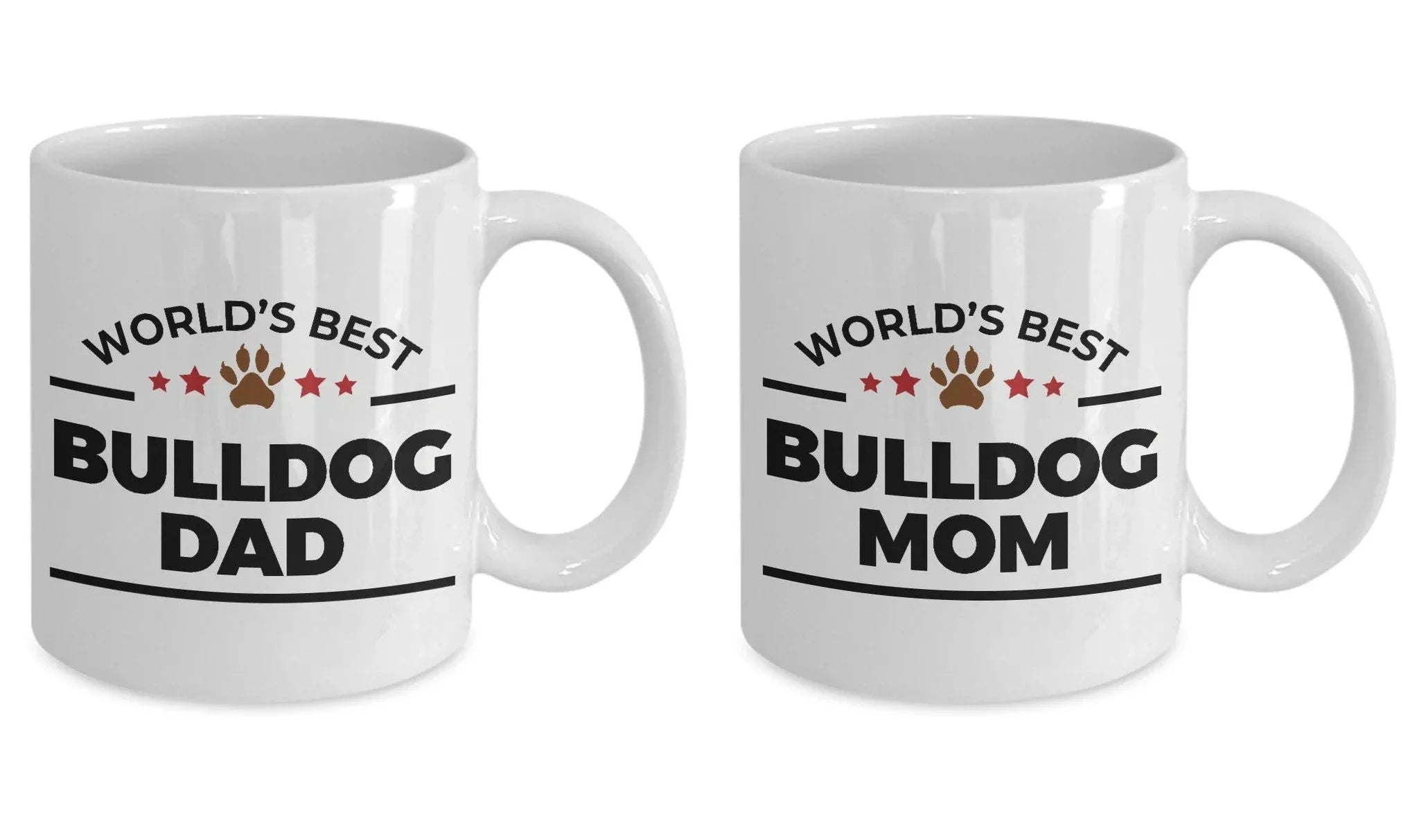 Bulldog Dog Dad and Mom Couple Mug - Set of 2 -His and Hers