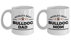 Bulldog Dog Dad and Mom Couple Mug - Set of 2 -His and Hers