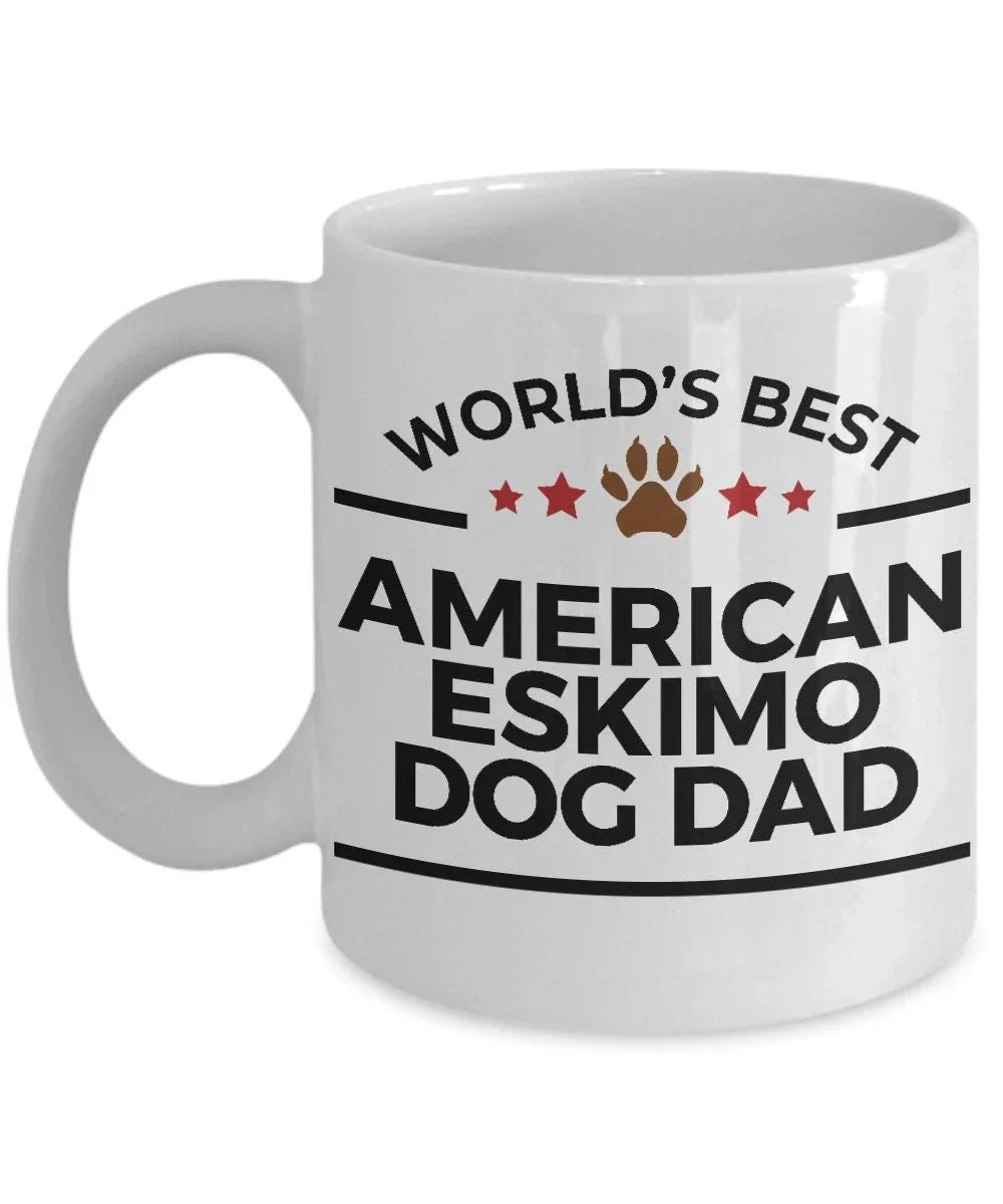 World’s Best American Eskimo Dog Dad Ceramic Coffee Mug – Funny Pet Lover Gift for American Eskimo Owners