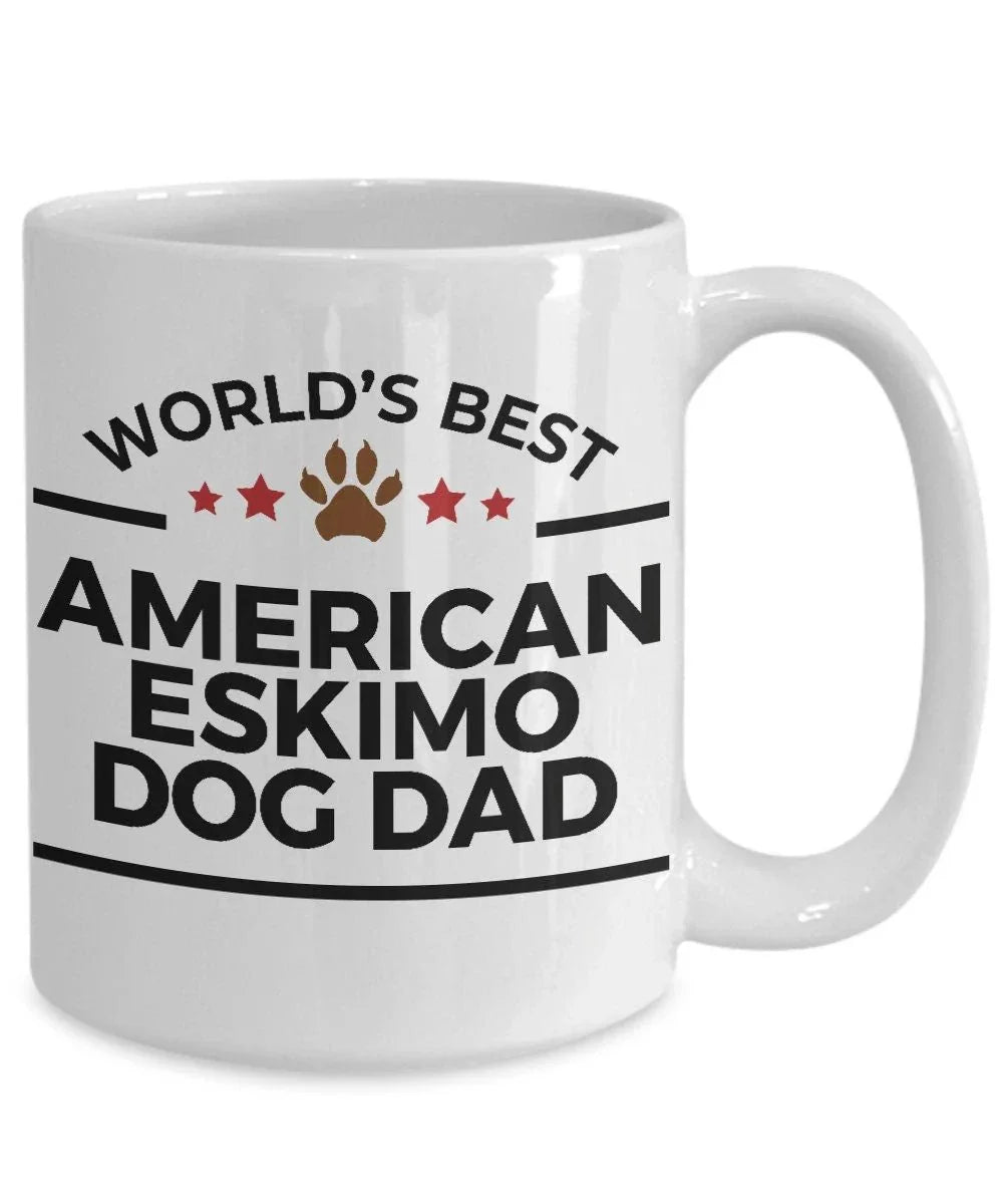 World’s Best American Eskimo Dog Dad Ceramic Coffee Mug – Funny Pet Lover Gift for American Eskimo Owners