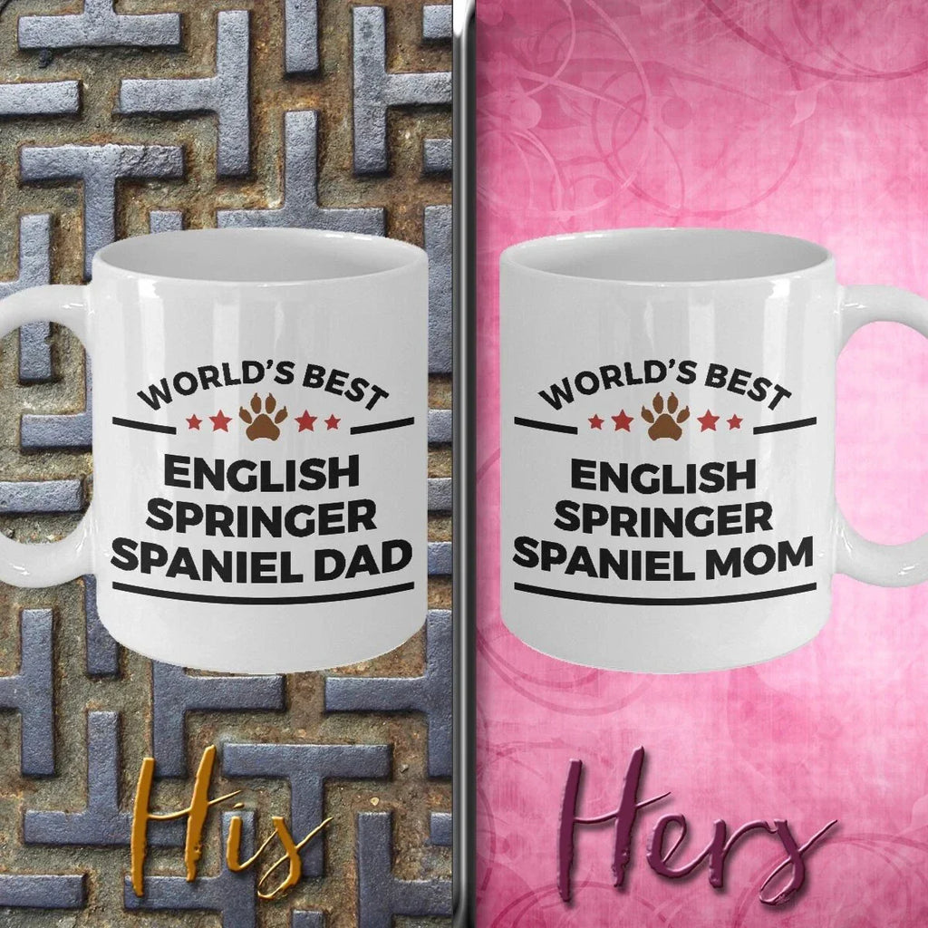 English Springer Spaniel Dog Dad and Mom Coffee Mug Set of 2