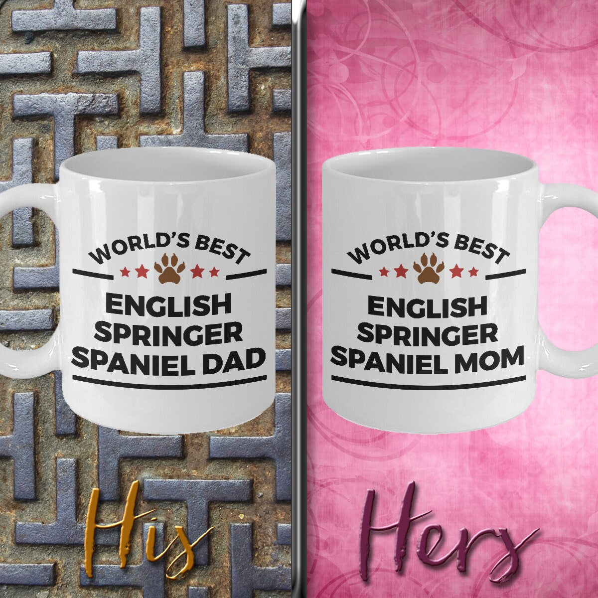 English Springer Spaniel Dog Dad and Mom Coffee Mug Set of 2 - Mallard Moon Gift Shop