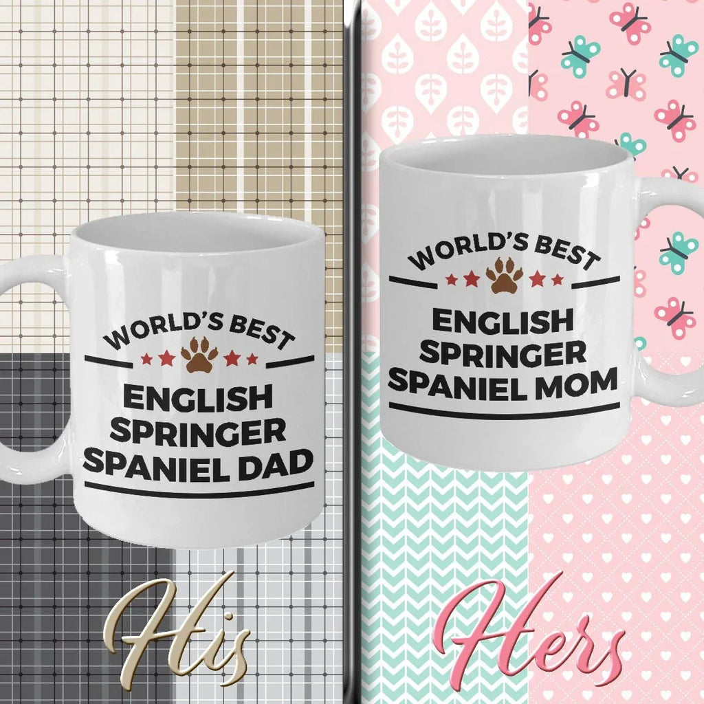 English Springer Spaniel Dog Dad and Mom Coffee Mug Set of 2