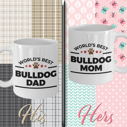 Bulldog Dog Dad and Mom Couple Mug - Set of 2 -His and Hers - Mallard Moon Gift Shop