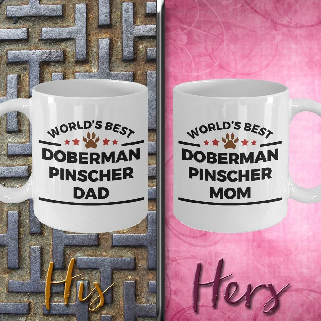 Doberman Pinscher Dog Dad and Mom Coffee Mug Set of 2