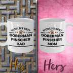 Doberman Pinscher Dog Dad and Mom Coffee Mug Set of 2