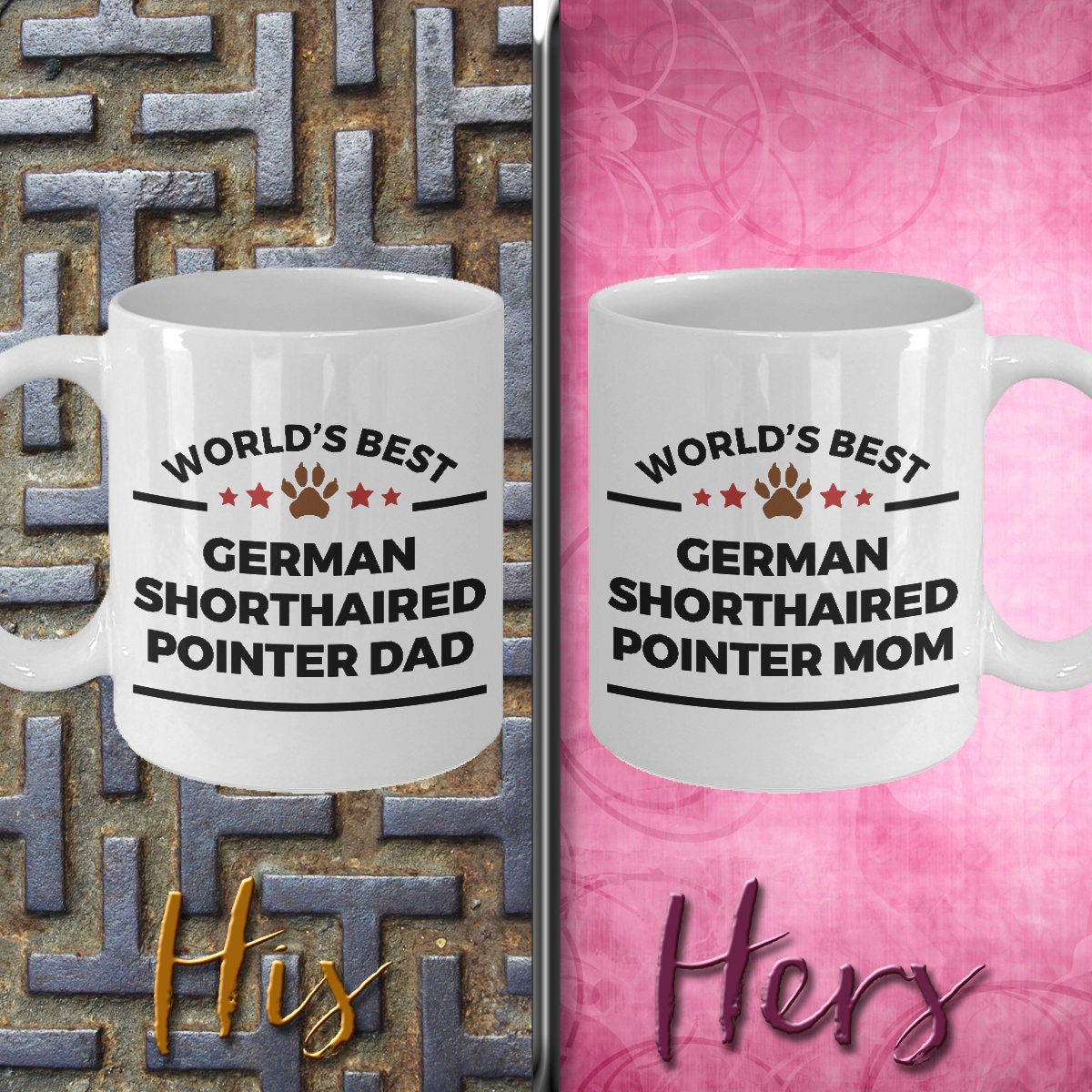 German Shorthaired Pointer Dog Dad and Mom Mug - Set of 2 - His and Hers - Mallard Moon Gift Shop