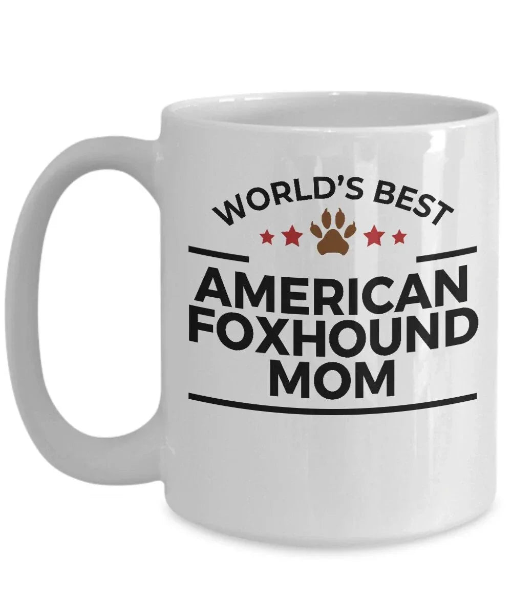 World’s Best American Foxhound Dog Mom Ceramic Coffee Mug – Funny Pet Lover Gift for American Foxhound Owners