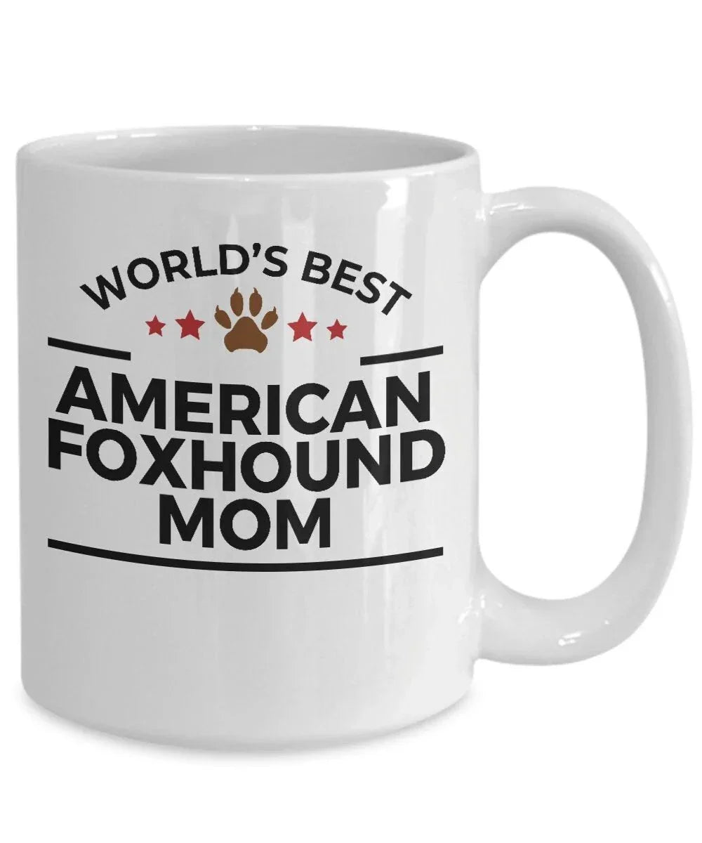 World’s Best American Foxhound Dog Mom Ceramic Coffee Mug – Funny Pet Lover Gift for American Foxhound Owners