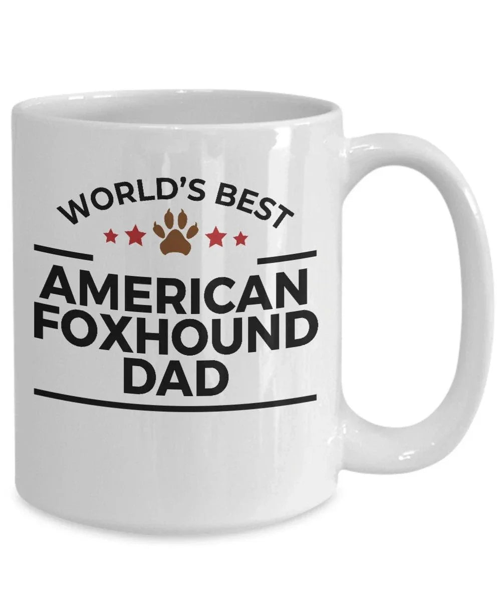 World’s Best American Foxhound Dog Dad Ceramic Coffee Mug – Funny Pet Lover Gift for American Foxhound Owners