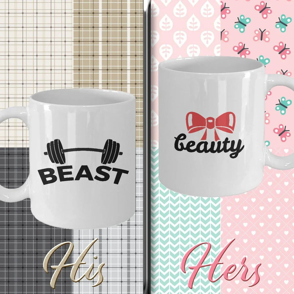 Beauty and Beast Coffee Mug - Set of 2 - His and Hers - Romantic Gift - Anniversary Wedding Engagement