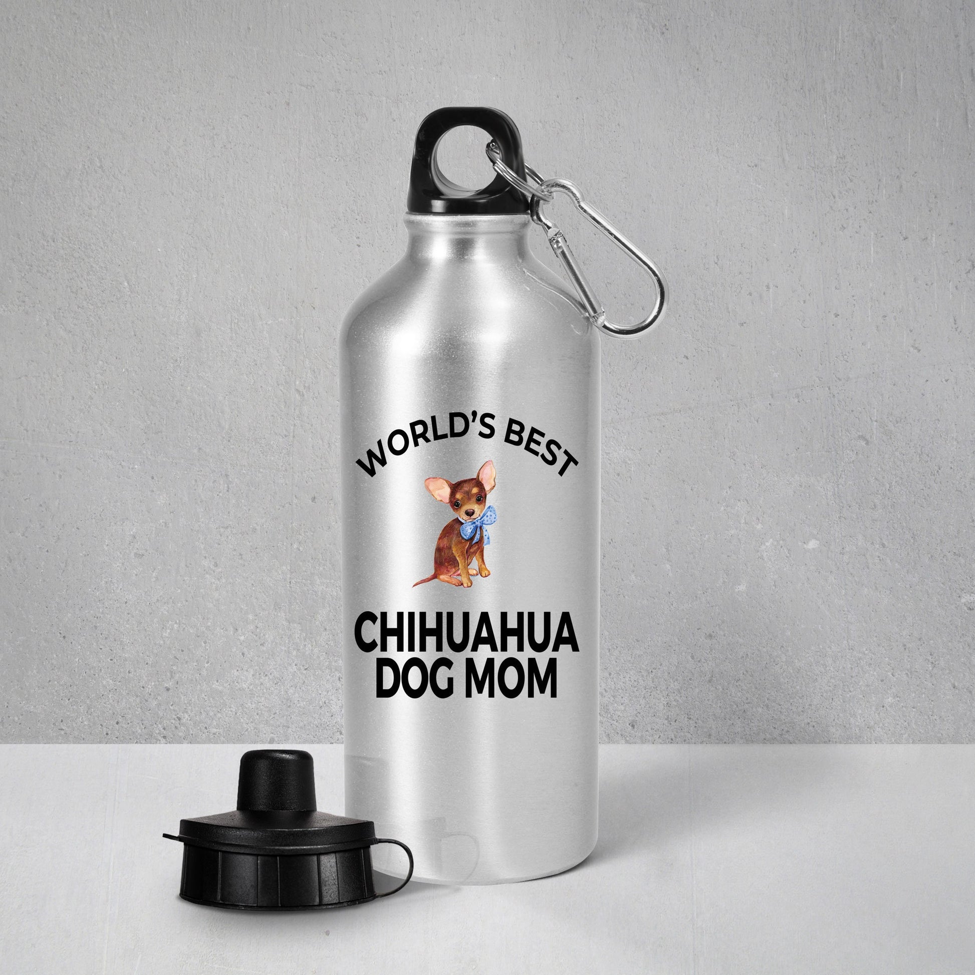 Chihuahua Dog Lover Gift Word's Best Mom Birthday Mother's Day Present Aluminum BPA-free Water Bottle - Mallard Moon Gift Shop