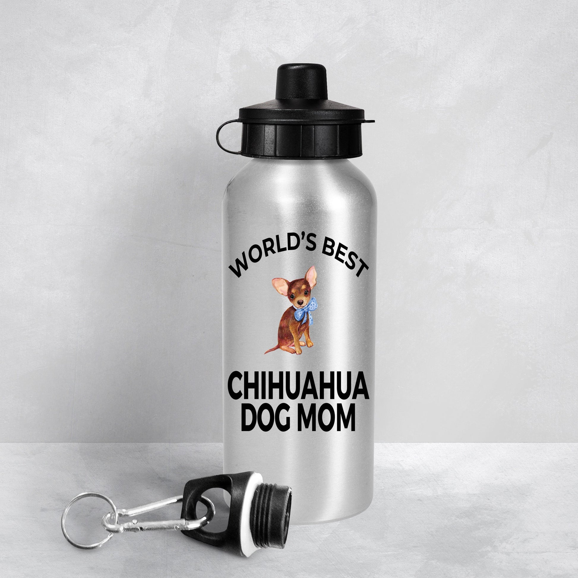 Chihuahua Dog Lover Gift Word's Best Mom Birthday Mother's Day Present Aluminum BPA-free Water Bottle - Mallard Moon Gift Shop