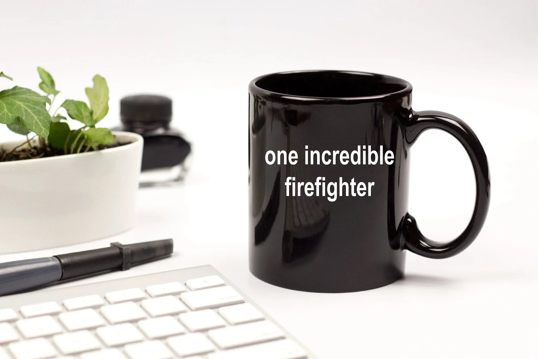 Firefighter Black Ceramic Coffee Mug