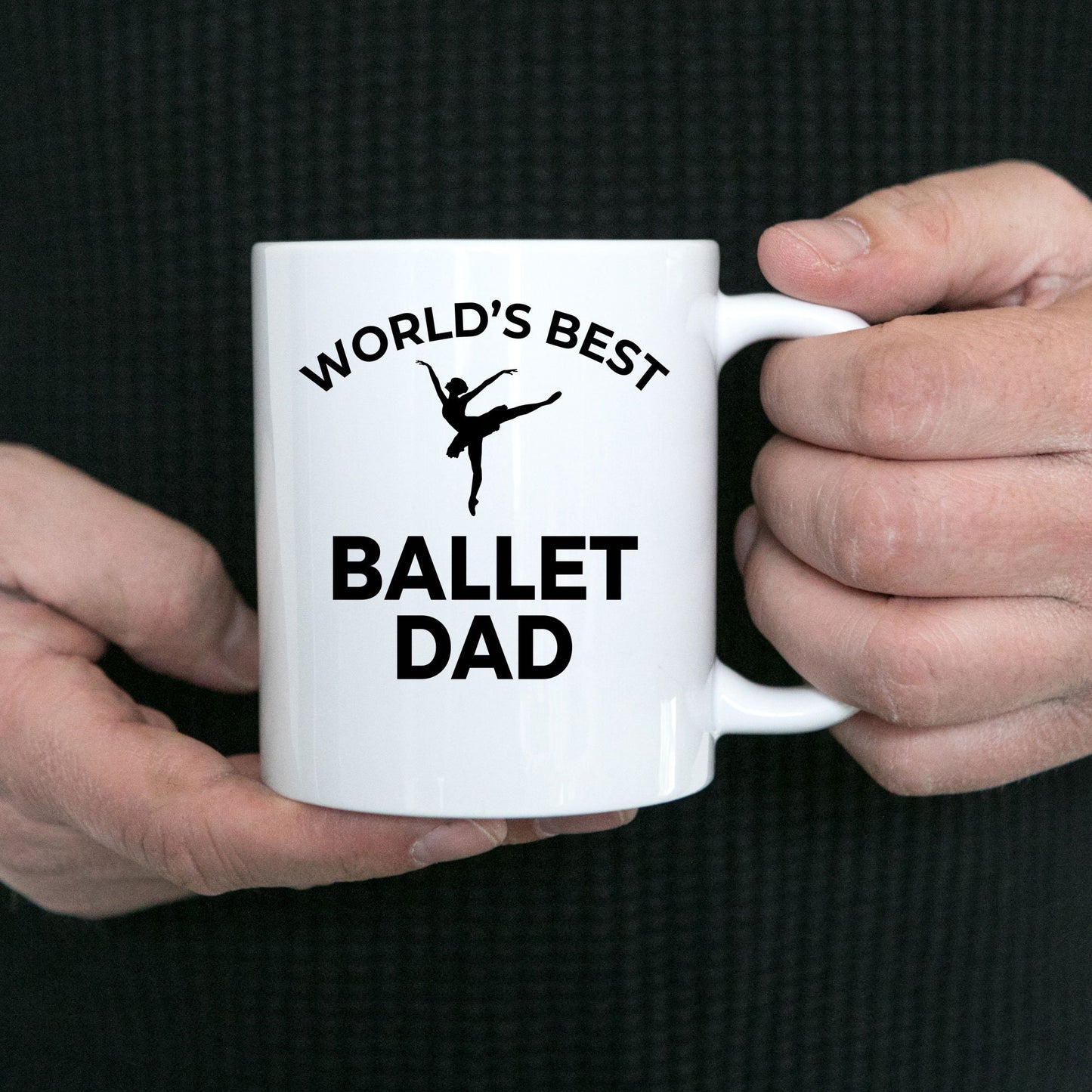 Ballet Dad Custom Ceramic Coffee Mug White Two-toned Black Navy Red & Travel Tumbler - Mallard Moon Gift Shop